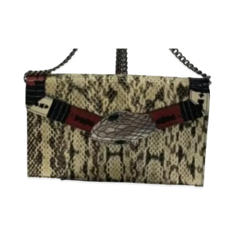 GUCCI Lilith Chain Shoulder Bag Coral Snake Leather "Ivory"