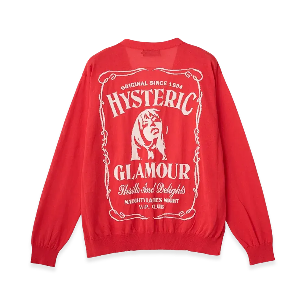 HYSTERIC GLAMOUR Whisky Woman Jacquard Sweater "Red"