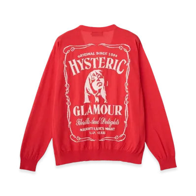 HYSTERIC GLAMOUR Whisky Woman Jacquard Sweater "Red"