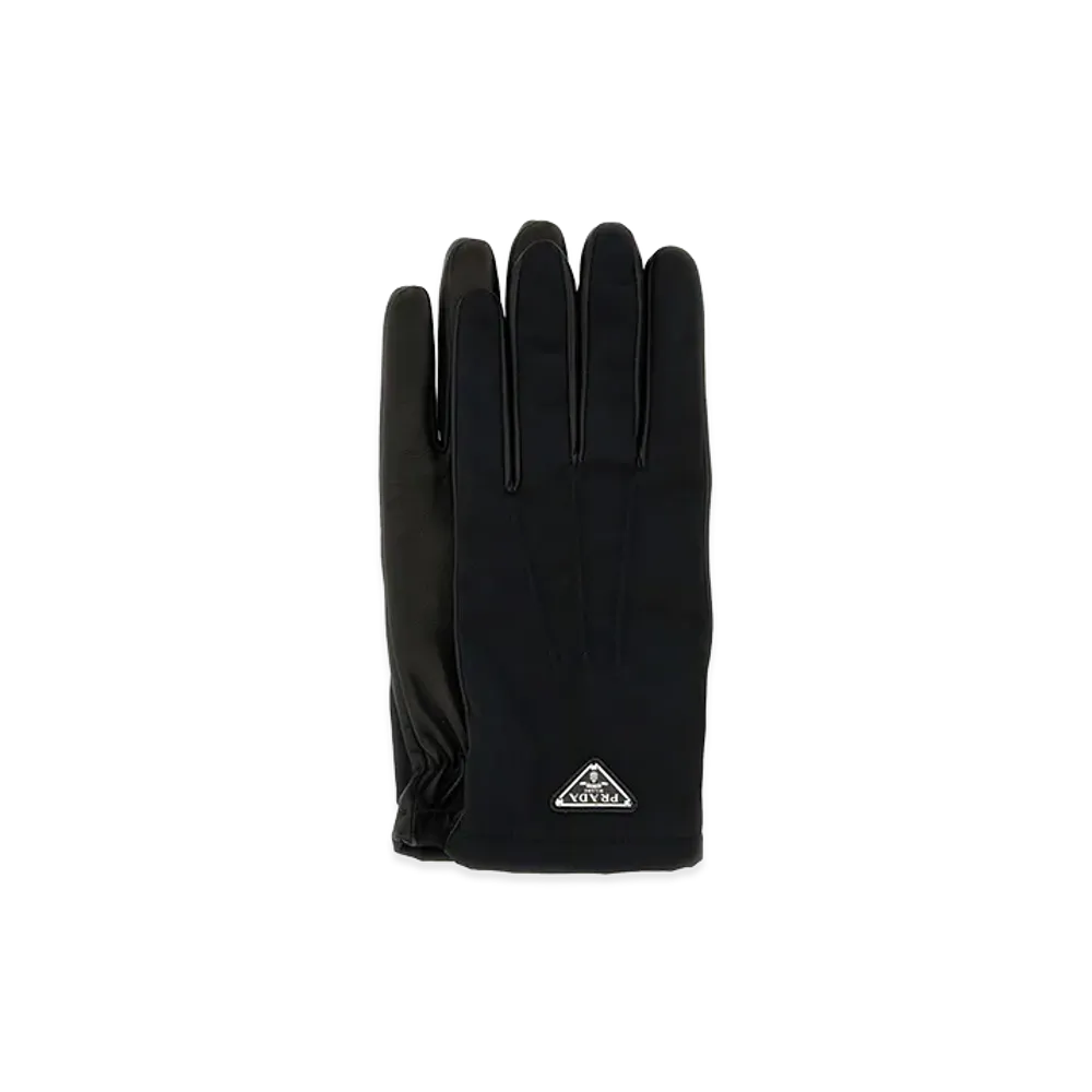 PRADA Nylon And Nappa Leather Gloves "Black"