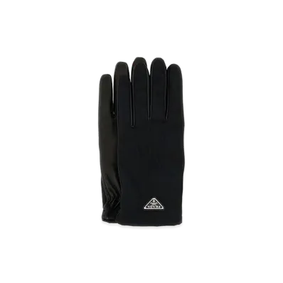 PRADA Nylon And Nappa Leather Gloves "Black"