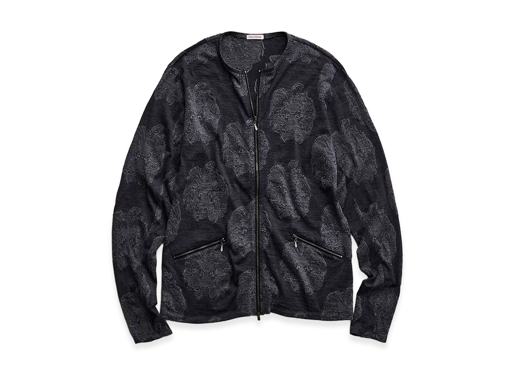 NICENESS Vivian Apple Jacquard Zip Cardigan "Charcoal"