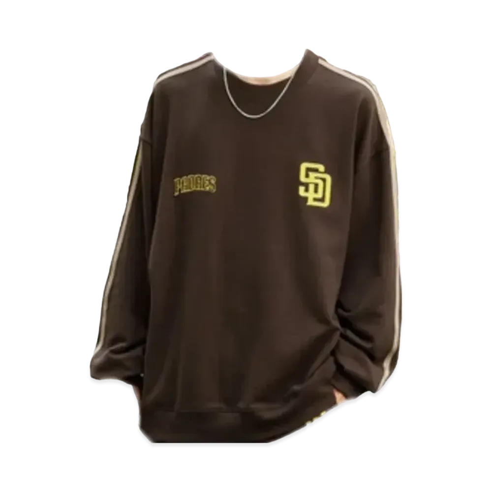MLB Exclusive Set Up Patch Embroidery Side Line Big Silhouette Pullover Sweatshirt only "Dark Brown"