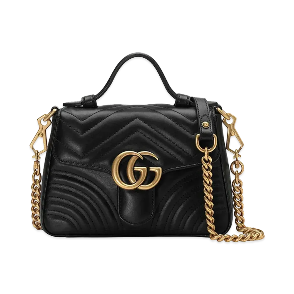 GUCCI GG Marmont Mini Top Handle Bag "Black"