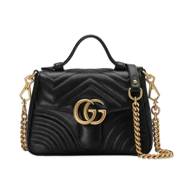 GUCCI GG Marmont Mini Top Handle Bag "Black"