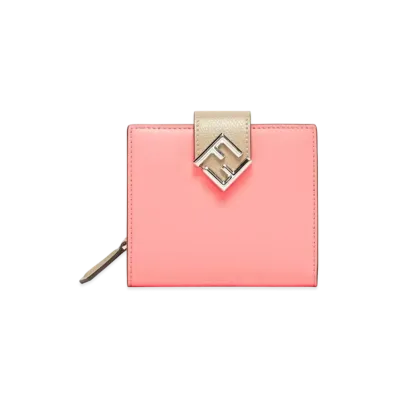 FENDI FF Diamonds Bifold Wallet Two-tone Leather "Pink/Dove Grey"