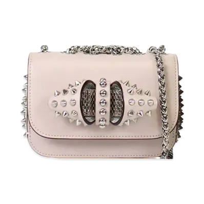 Christian Louboutin Sweet Charity Studs Leather Shoulder Bag "Gray"