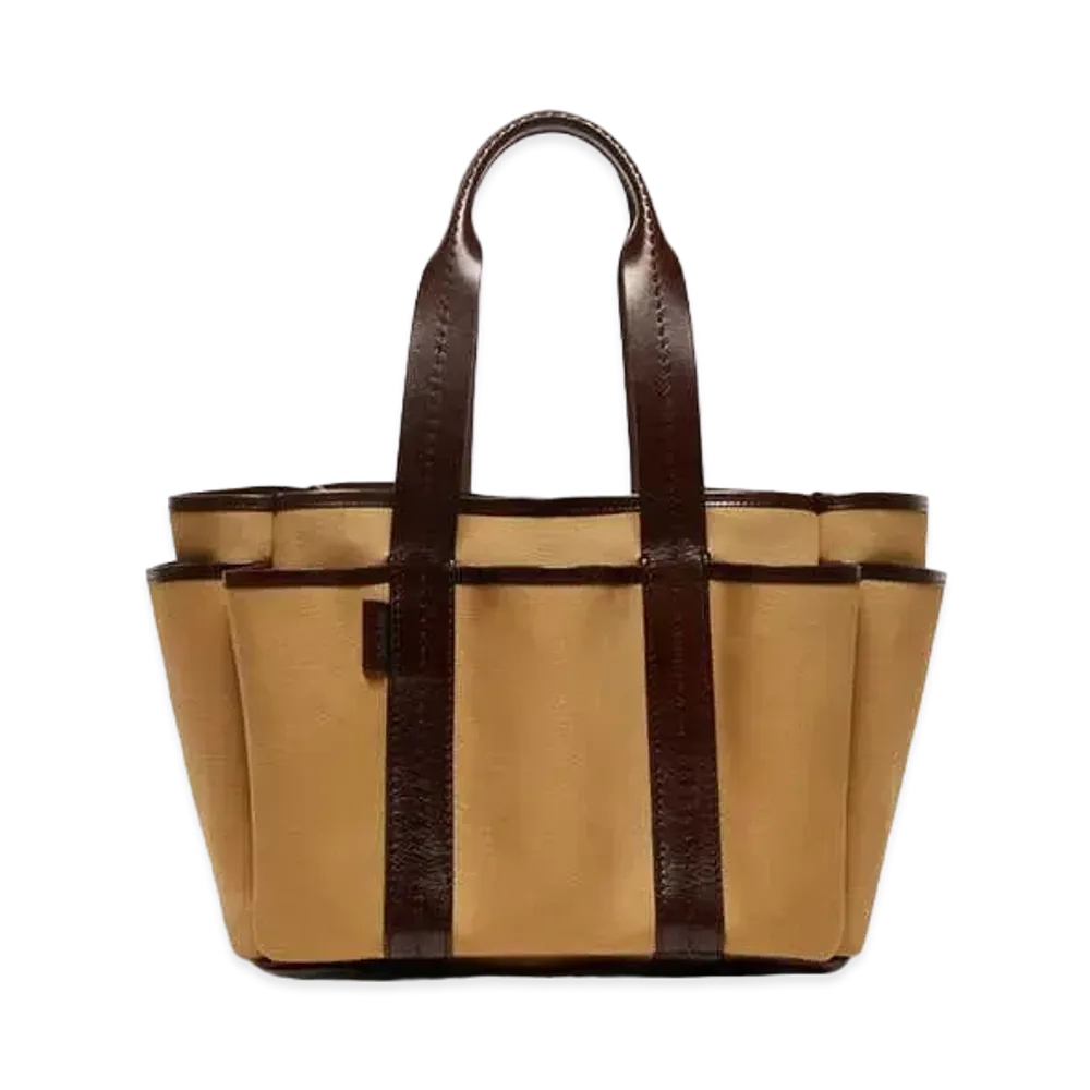 Max Mara Garden Kaba Canvas Medium Tote Bag "Tobacco Brown"