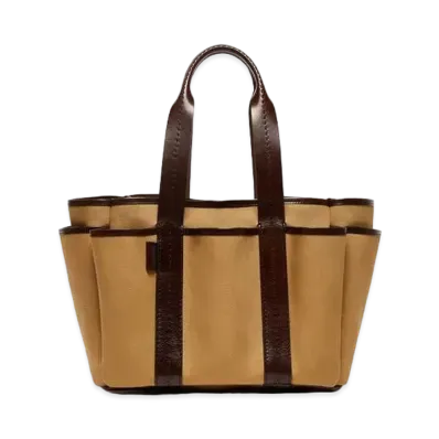 Max Mara Garden Kaba Canvas Medium Tote Bag "Tobacco Brown"