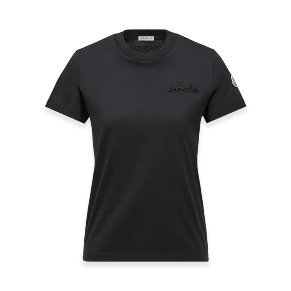 MONCLER Beaded Logo Cotton T-Shirt "Black"