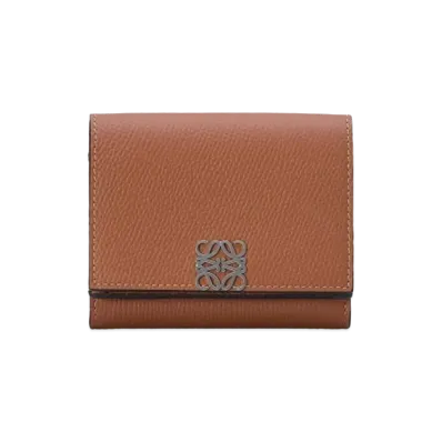 LOEWE Anagram Trifold Wallet Pebble Grain Calf "Tan"