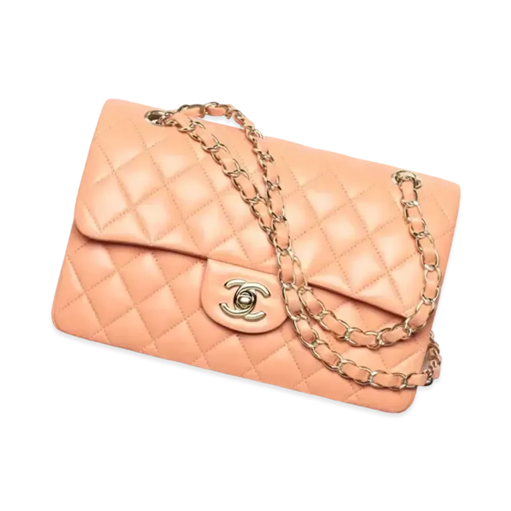 CHANEL Small Classic Handbag Lambskin & Gold-Tone Metal "Orange"