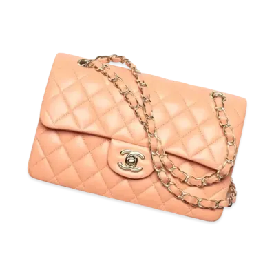 CHANEL Small Classic Handbag Lambskin & Gold-Tone Metal "Orange"