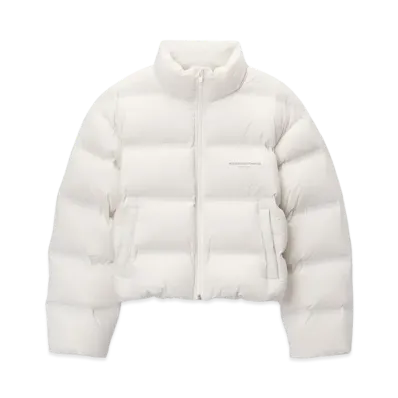 Alexander Wang Feather & Down Cropped Channel Puffer Coat "White"