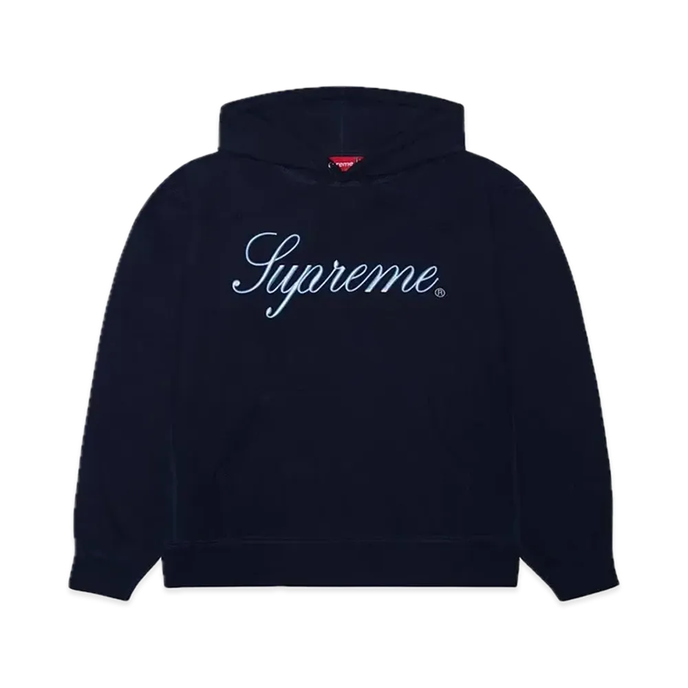 Supreme Raised Script Hooded Sweatshirt "Navy"