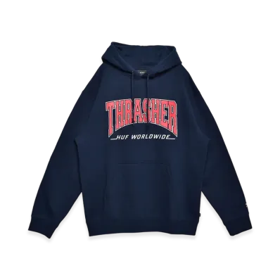 HUF x THRASHER Bayview P/O Hoodie "Navy"