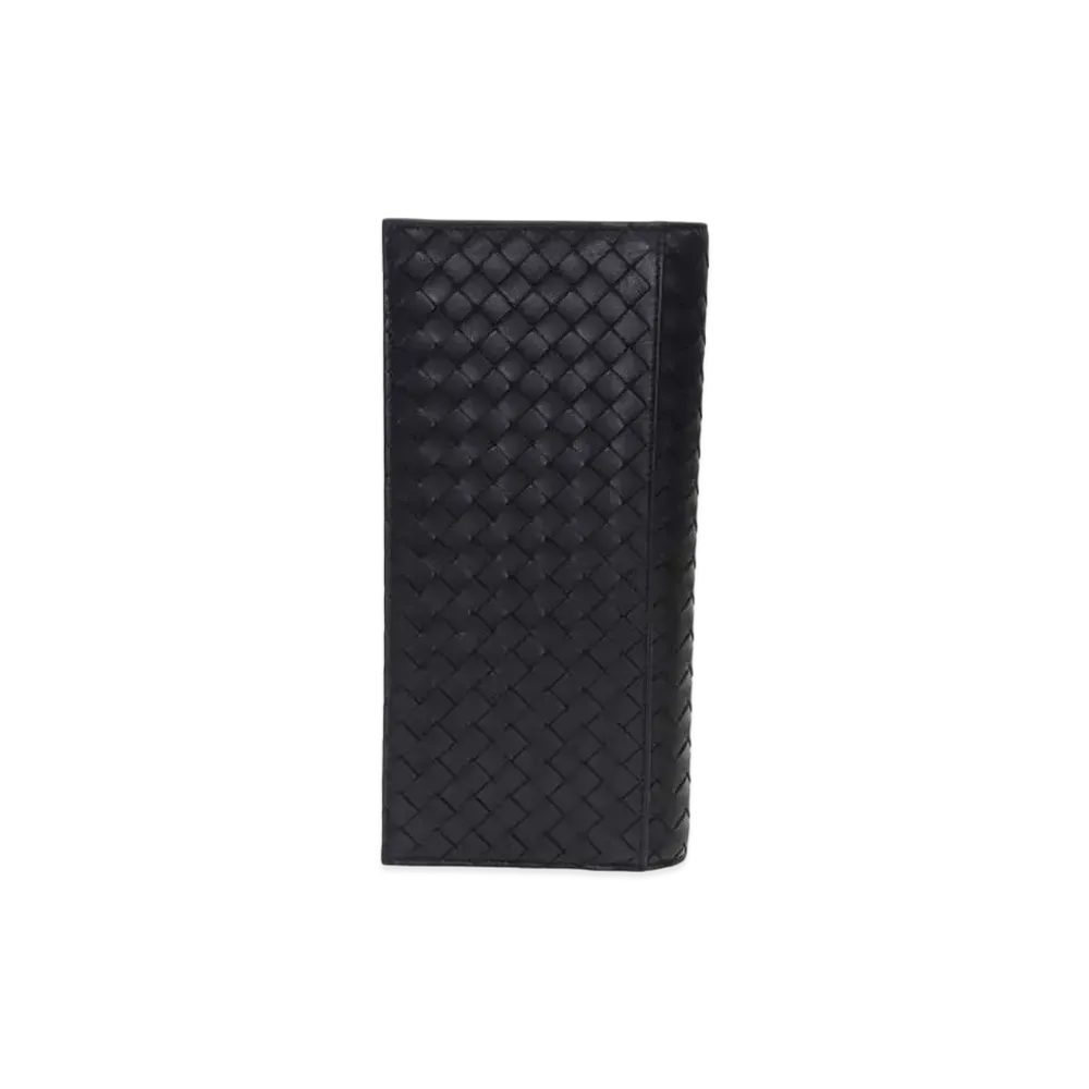 Bottega Veneta Intrecciato Lambskin Bi-fold Wallet "Black"