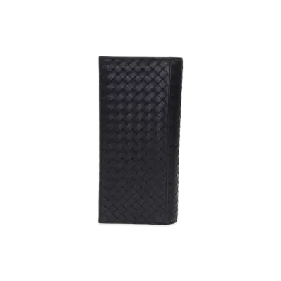 Bottega Veneta Intrecciato Lambskin Bi-fold Wallet "Black"