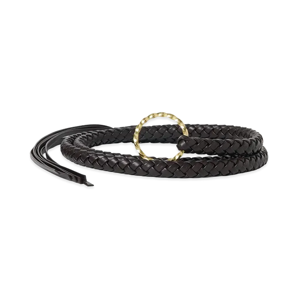 T.T Taiga Takahashi Women's Infinite Circle Hand Braided Belt "Burgundy"
