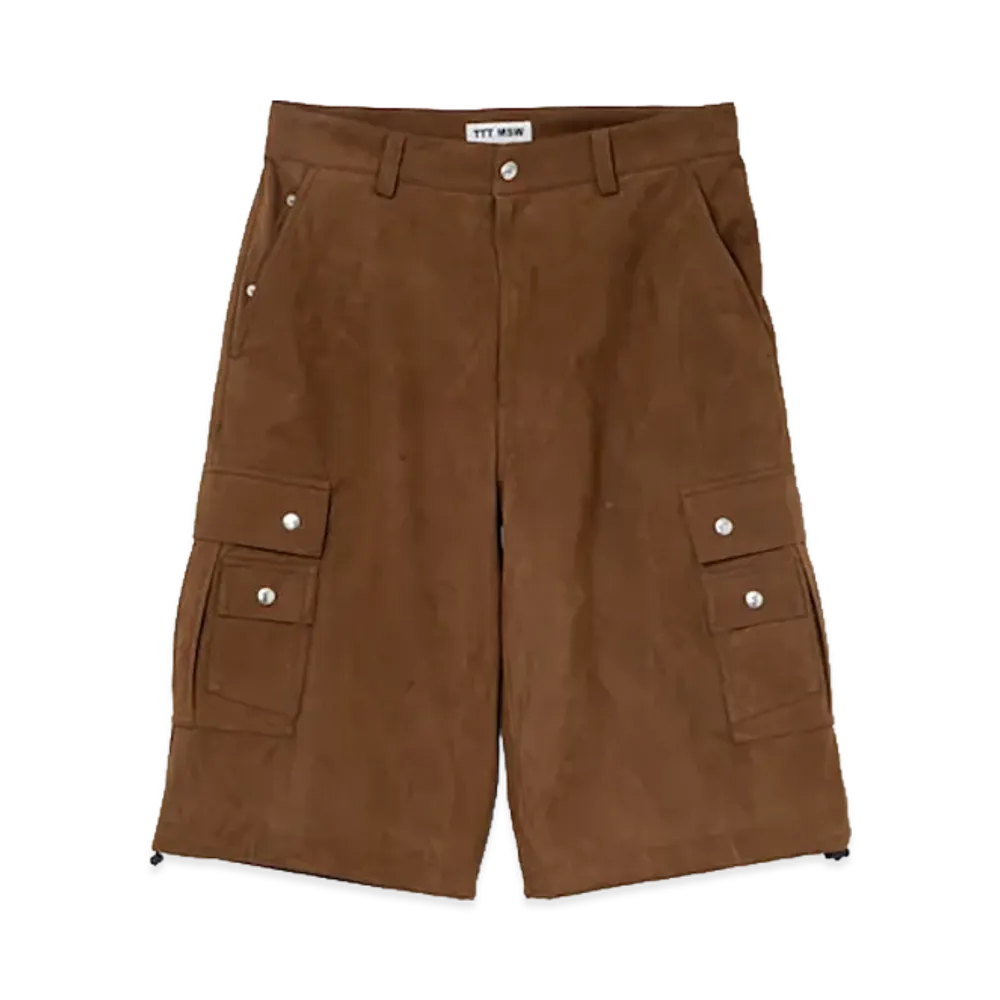 TTTMSW Suede military cargo half pants "Camel"