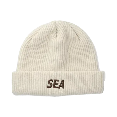 WIND AND SEA Logo Knit Cap "White"