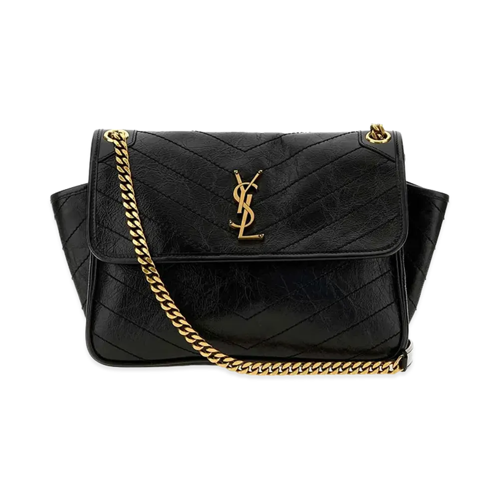 Saint Laurent Women's Niki Tripouch Bag In Vintage Leather "Black"