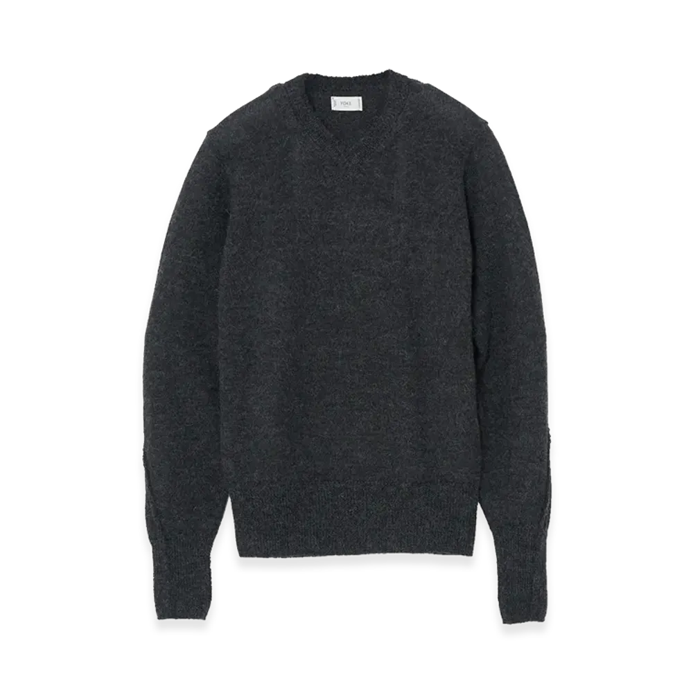 YOKE Baby Alpaca V-neck Sweater "Charcoal"
