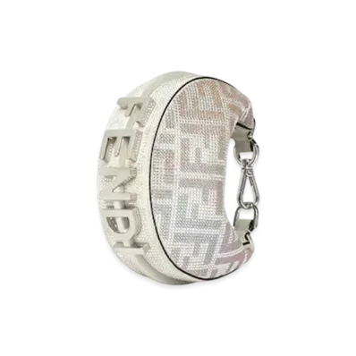 FENDI Nano Fendigraphy Charm with Iridescent Crystal FF "Silver"