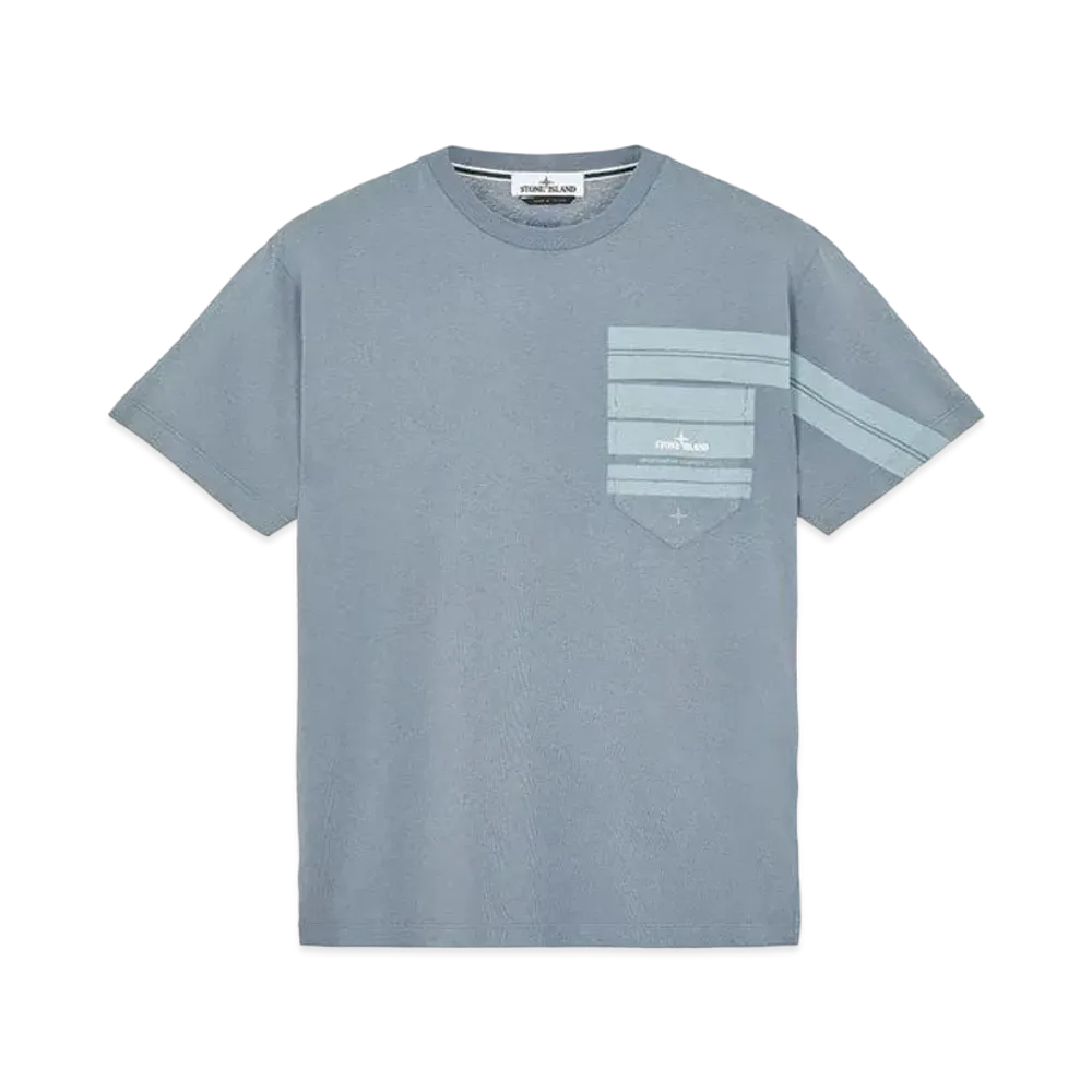 Stone Island 24679 COTTON JERSEY 'MOSAIC TWO' PRINT_SLIM FIT "Pastel Blue"