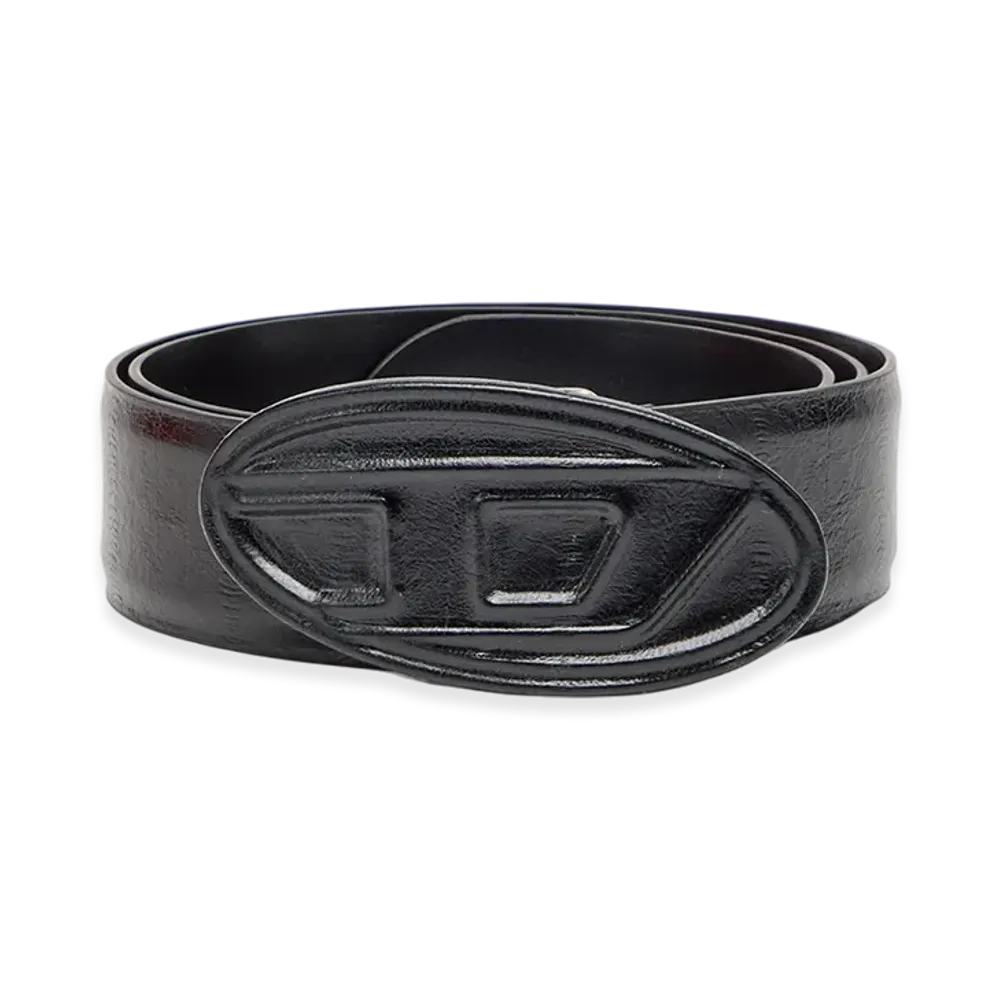 Diesel B-1Dr Embraced 4Cm Belt In Eel-Effect Leather "Black"