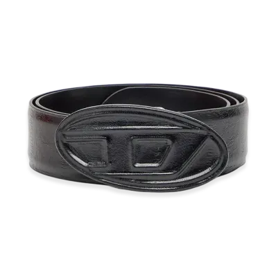 Diesel B-1Dr Embraced 4Cm Belt In Eel-Effect Leather "Black"
