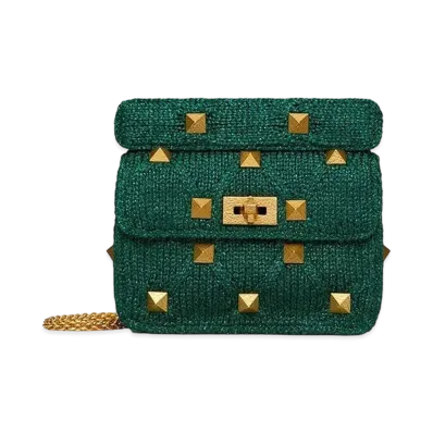 Valentino Roman Studs Lelex Fabric Medium Chain Shoulder Bag "Jungle"