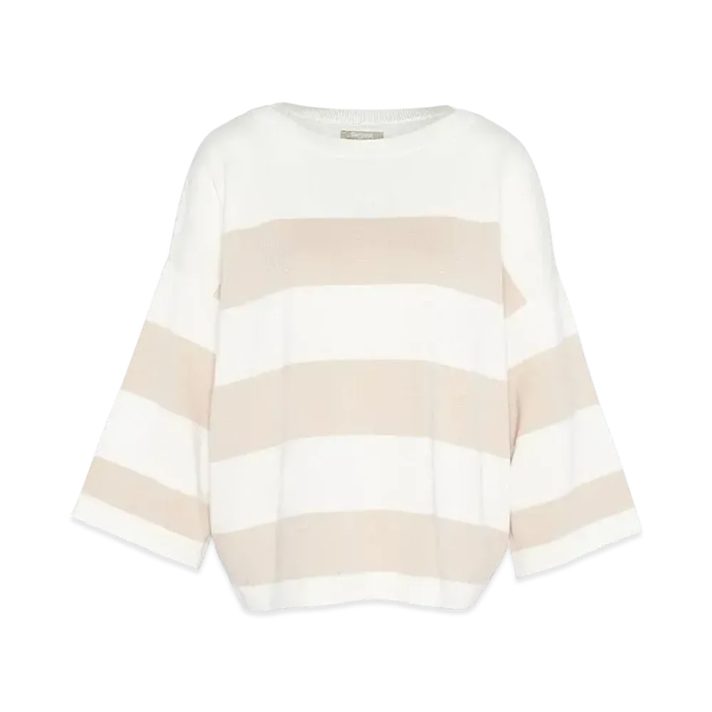 Barbour Vivienne Wide Border Boat Neck Knit "Light Beige"