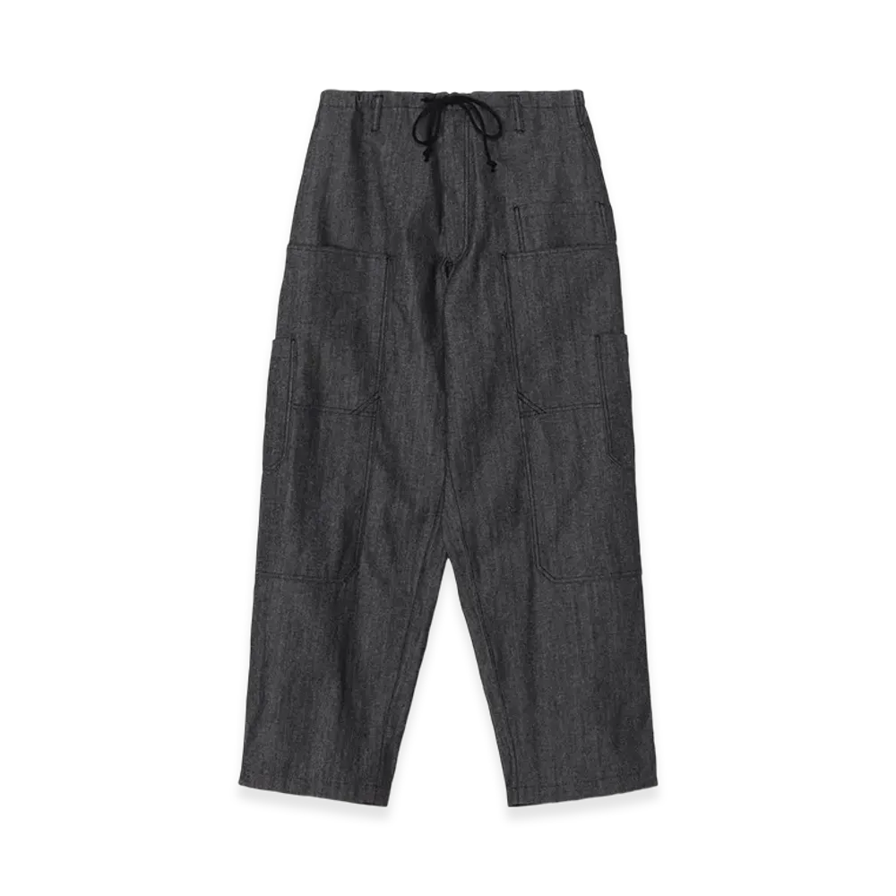 WILDSIDE YOHJI YAMAMOTO 10oz Denim Multi Pocket Draw String Pants "Black"