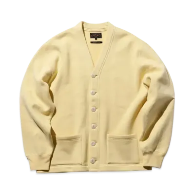 BEAMS Sweat V Cardigan Raised Back "Cream"
