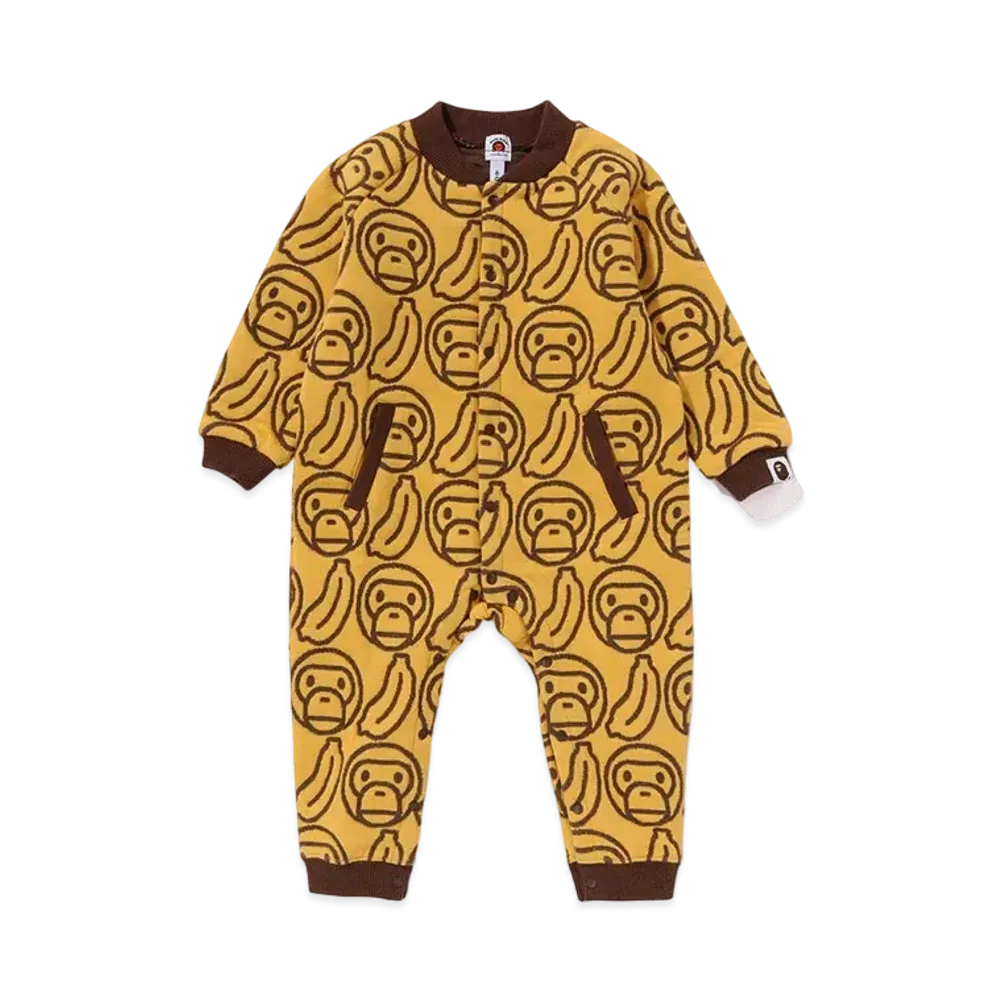 A BATHING APE Banana Milo Knit Jacquard Coverall Baby "Yellow"