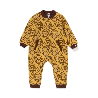 A BATHING APE Banana Milo Knit Jacquard Coverall Baby "Yellow"