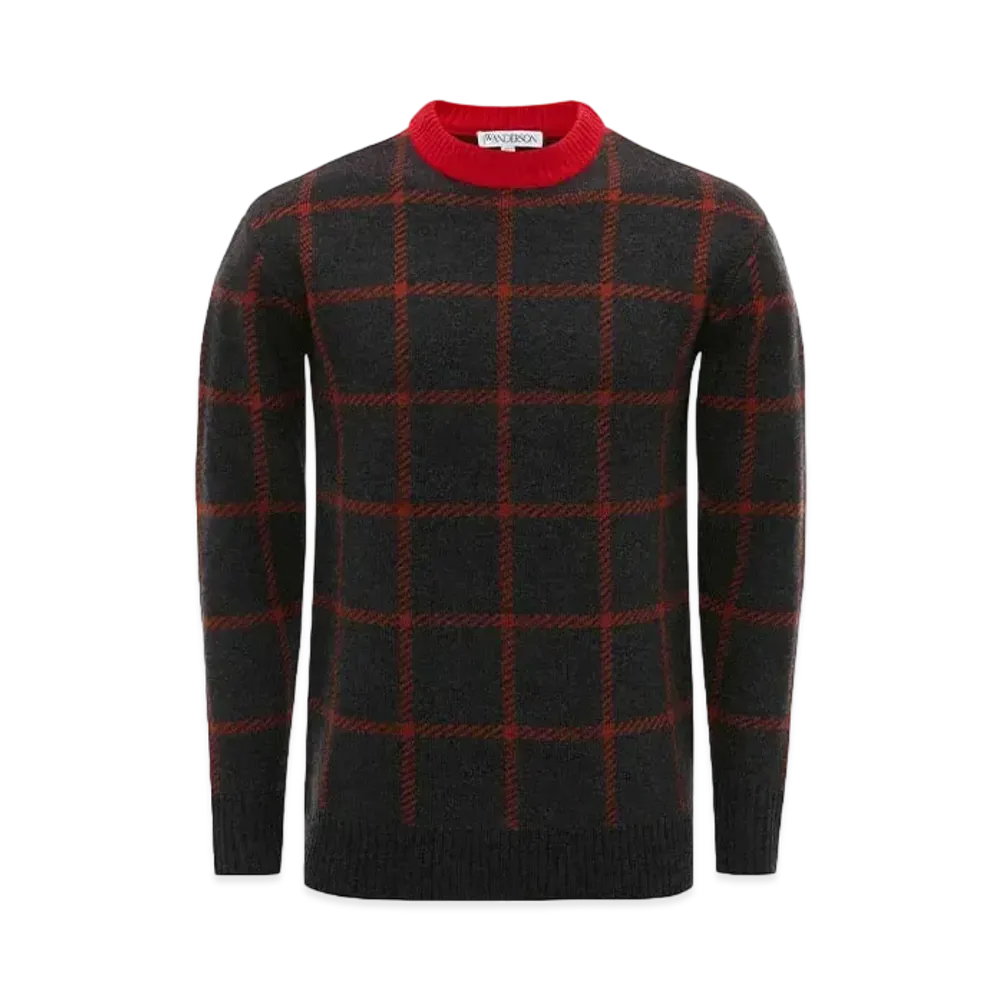 JW ANDERSON Check Crewneck Jumper "Charcoal"