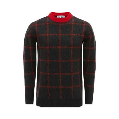 JW ANDERSON Check Crewneck Jumper "Charcoal"