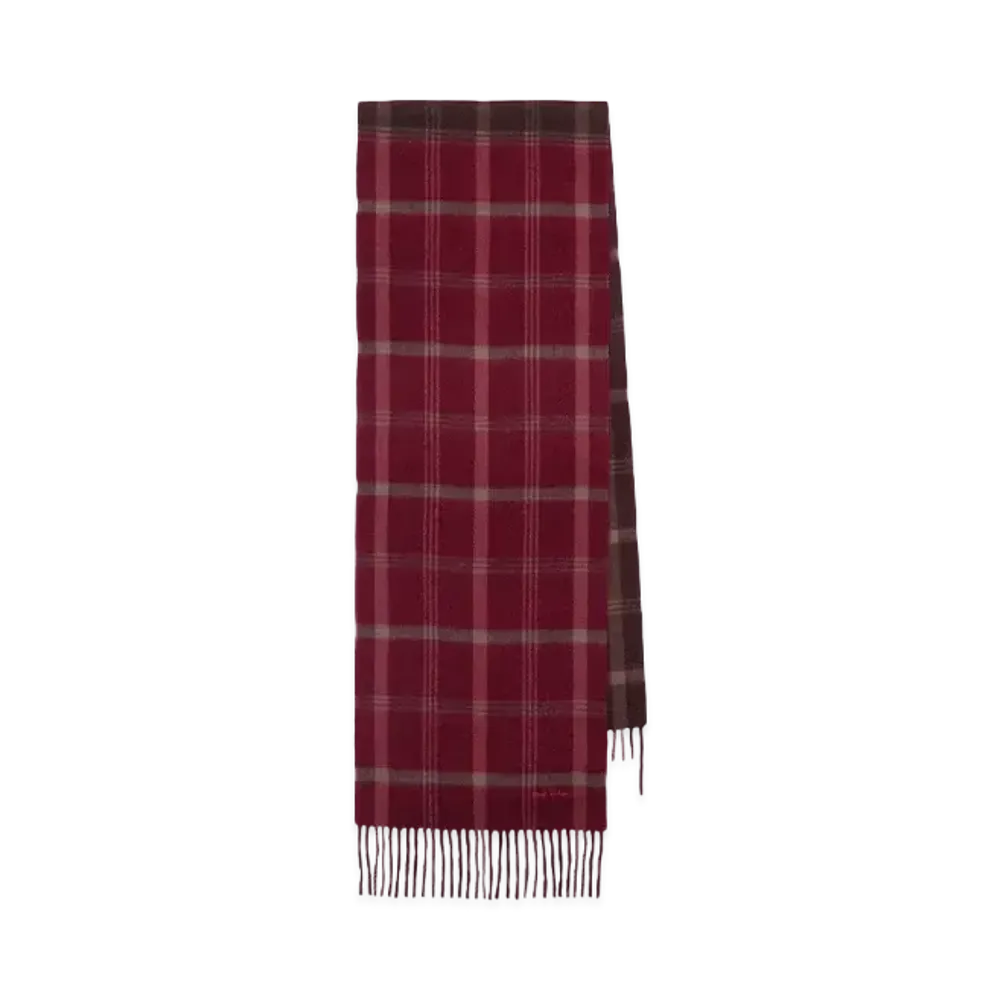 Paul Smith Bicolor Check Cashmere Blend Scarf "Red"