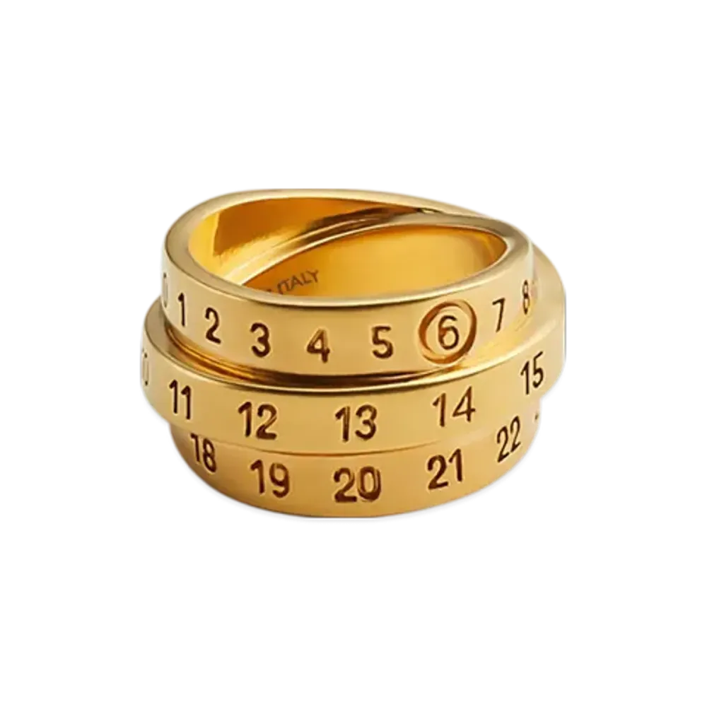 MM6 Maison Margiela Triple Logo Numeric Signature Ring "Yellow Gold"