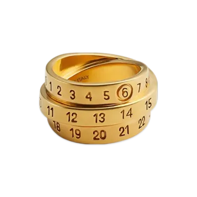 MM6 Maison Margiela Triple Logo Numeric Signature Ring "Yellow Gold"