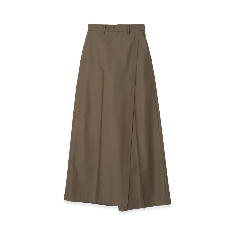 YOKE Super120's Wool Serge Layered Trousers "Khaki Brown"
