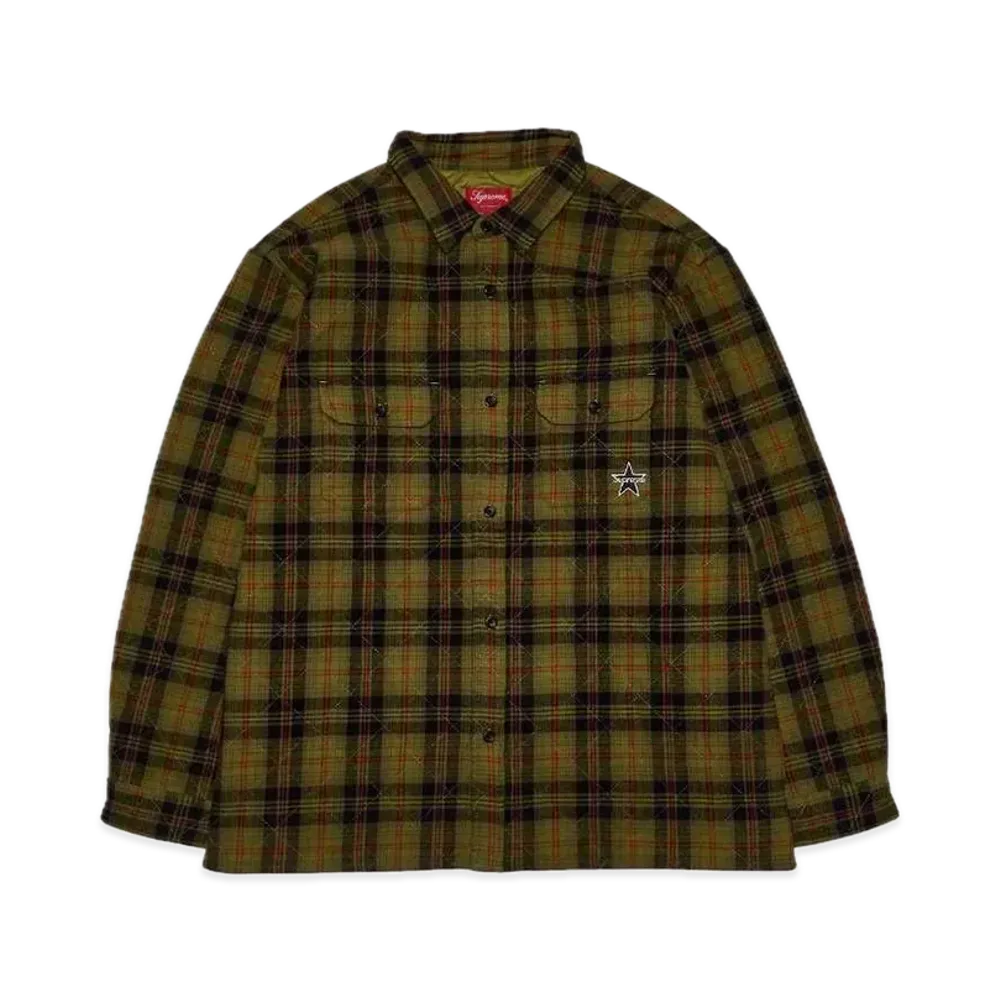 Supreme Quilted Plaid Flannel Shirt "Olive"