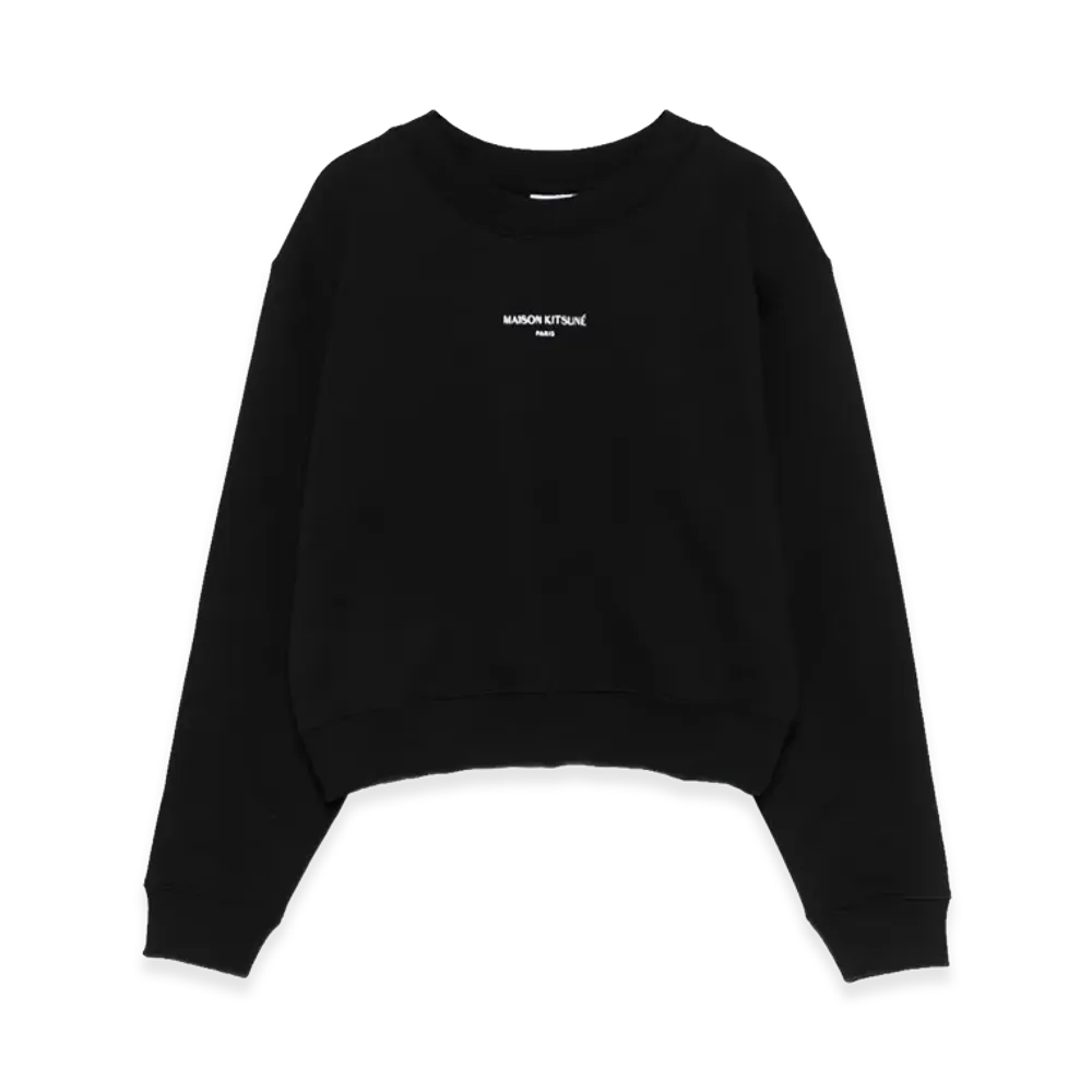 Maison Kitsune Women's Logo Cotton Cropped Sweatshirt "Black"