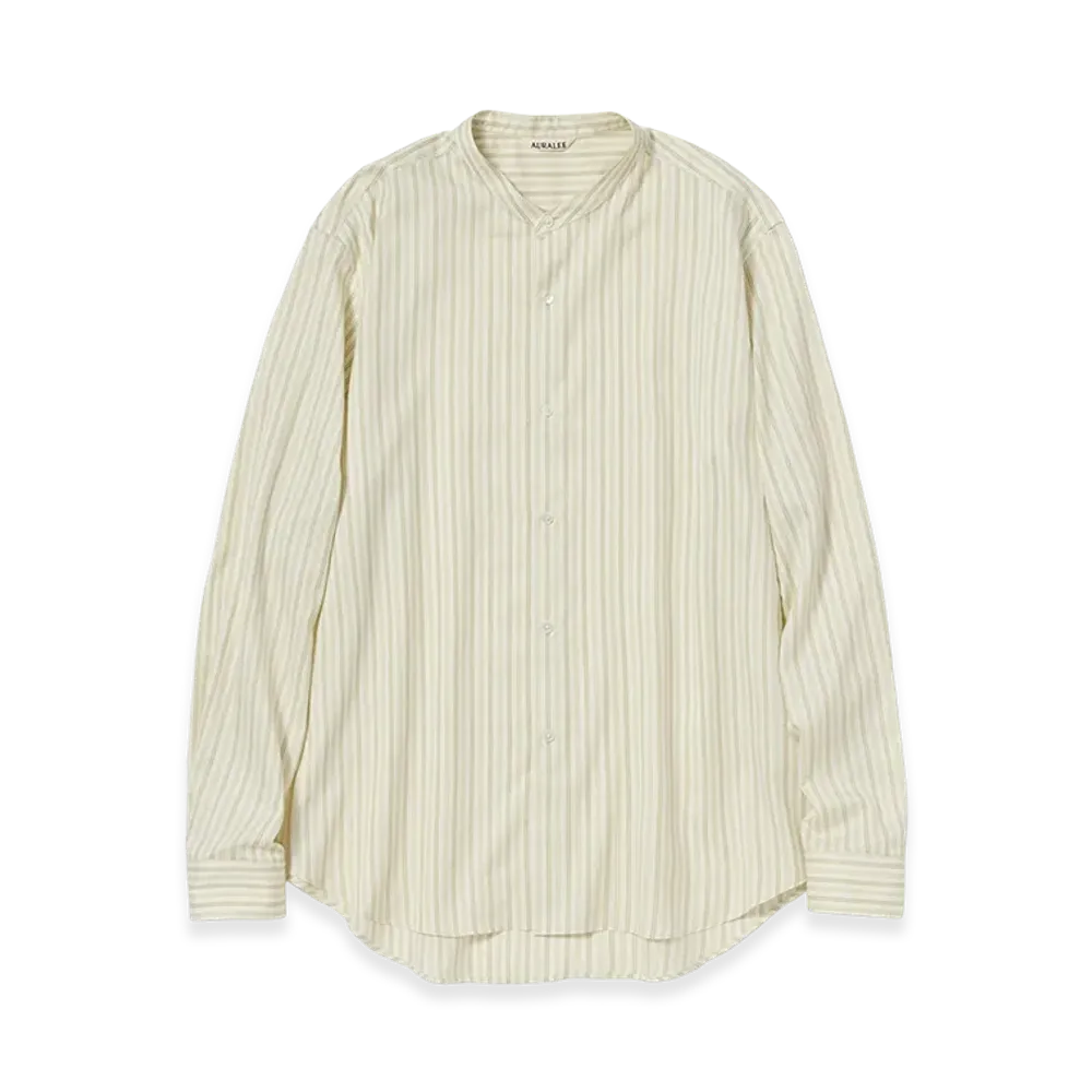 AURALEE Cotton Silk Stripe Stand Collar Shirt "Ivory Stripe"