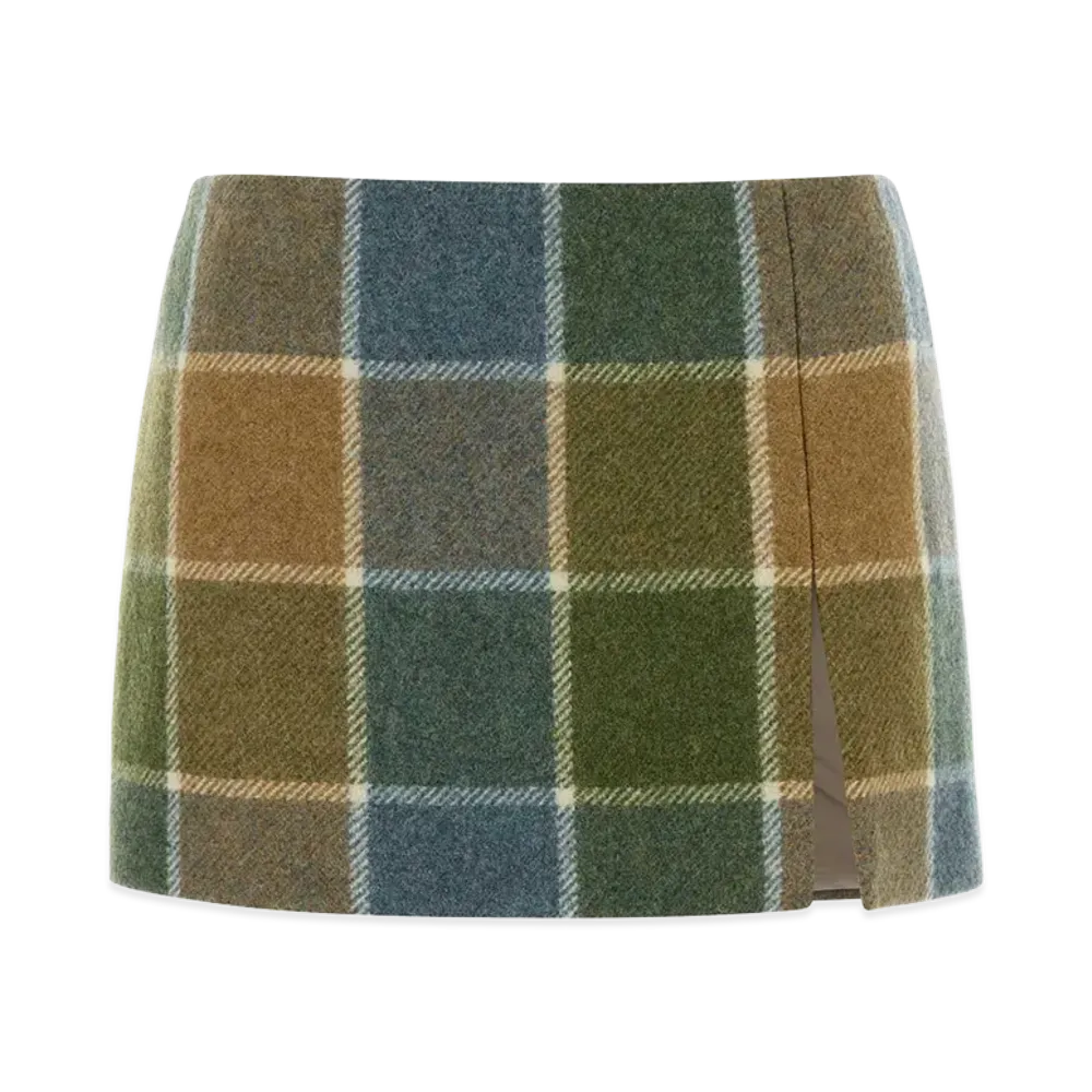MIU MIU Women's Embroidered Wool Mini Skirt "Multicolor"