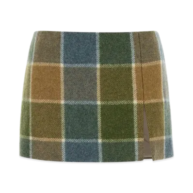 MIU MIU Women's Embroidered Wool Mini Skirt "Multicolor"