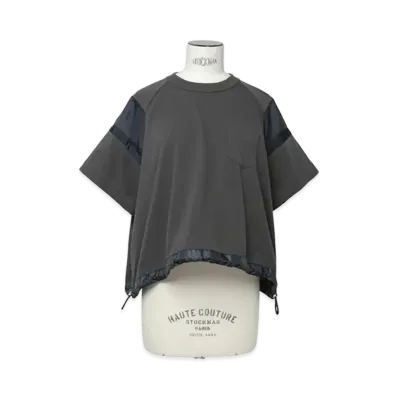 sacai Satin x Cotton Jersey T-Shirt "Charcoal Gray/Navy"