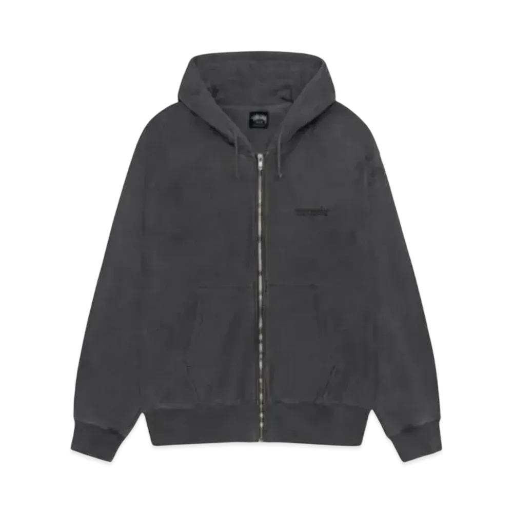 Stussy Jumbo Zip Hoodie Pigment Dyed "Black"